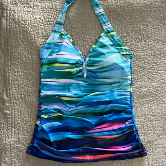 Multicolor Halter Top Tankini Swimsuit Set - Picture 6 of 13